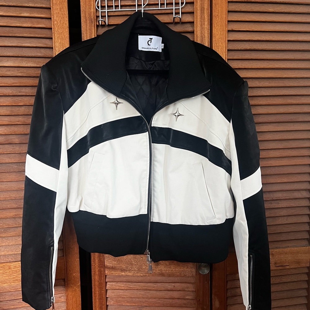 Streetwear Argueculture Black and White Moto Inspired Jacket